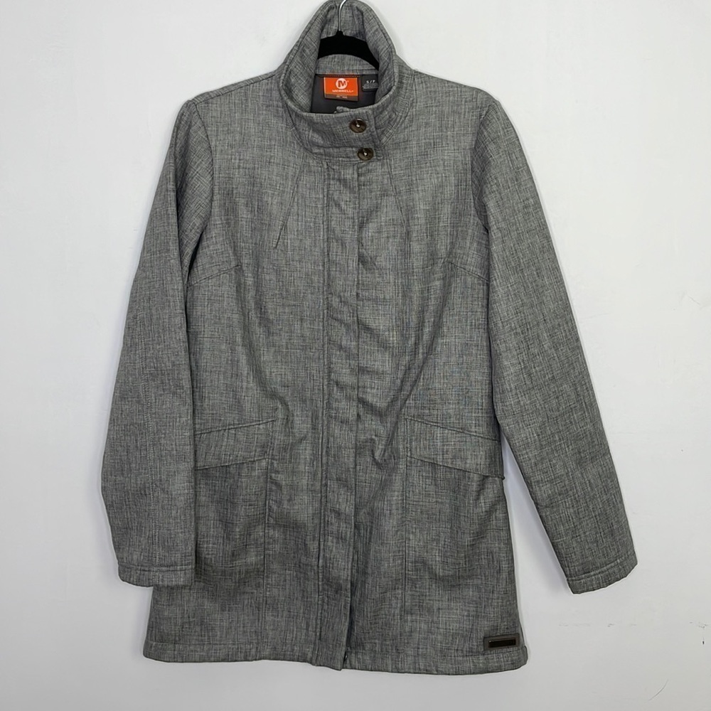 𝅺merrell gray fleece lined lightweight funnel jacket